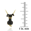 18K Gold over Sterling Silver Black Diamond Accent Puppy Dog Necklace