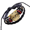 12 Zodiac Sings Fashion Jewelry Leather Bracelet Women Casual Personality Alloy Sagittarius beaded Vintage Punk Bracelet B0000
