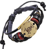 12 Zodiac Sings Fashion Jewelry Leather Bracelet Women Casual Personality Alloy Sagittarius beaded Vintage Punk Bracelet B0000
